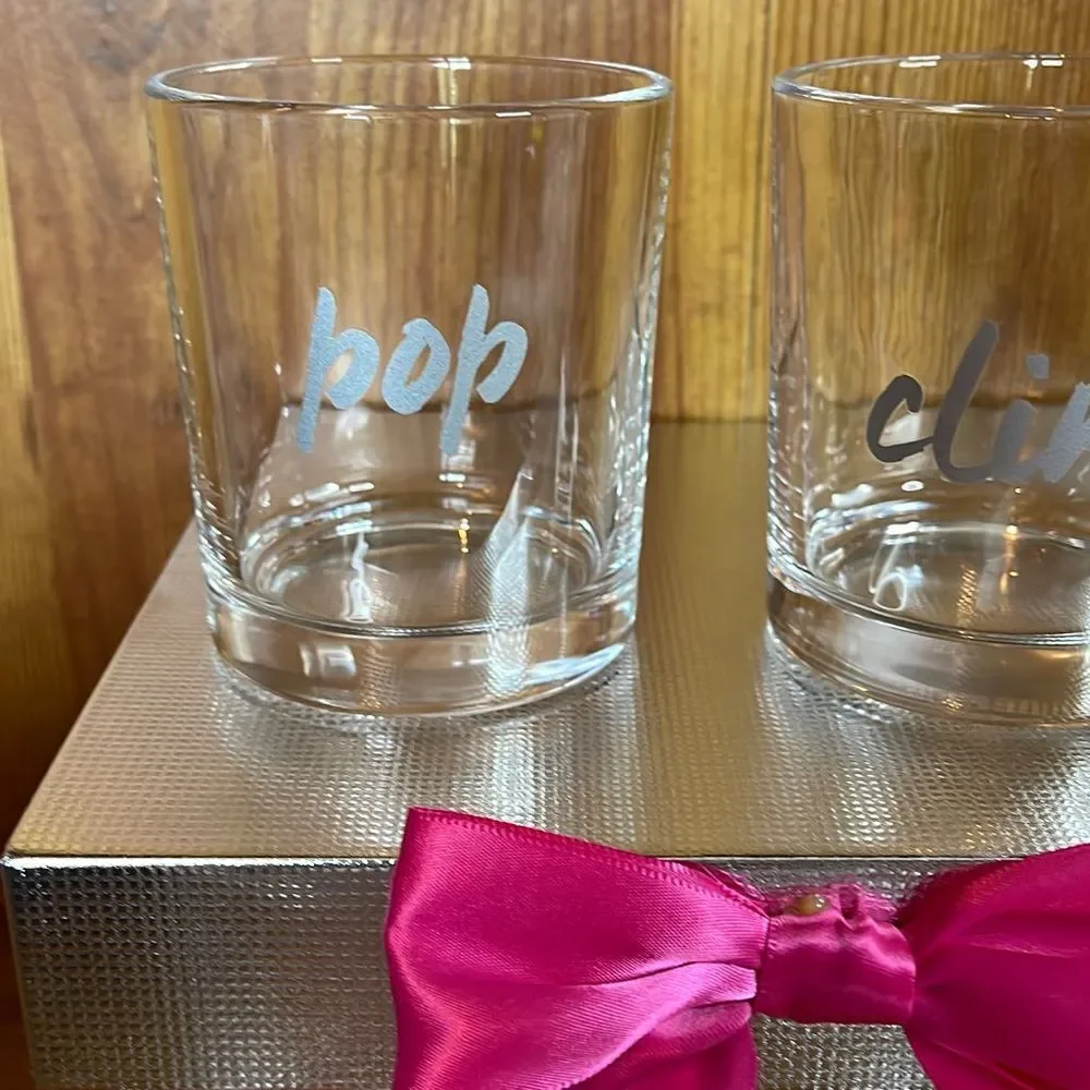 4 Low Ball‎ Drinks Part 10oz set cheers pop fizz clink with silver coasters